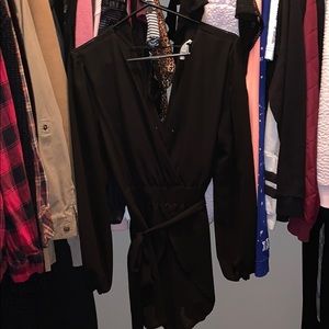 All black long sleeve romper